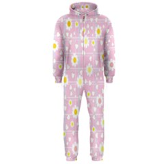 Flower Floral Sunflower Pink Yellow Hooded Jumpsuit (men)  by Mariart