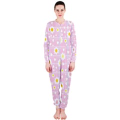 Flower Floral Sunflower Pink Yellow Onepiece Jumpsuit (ladies)  by Mariart