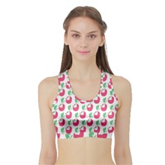 Fruit Pink Green Mangosteen Sports Bra With Border by Mariart