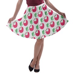 Fruit Pink Green Mangosteen A-line Skater Skirt by Mariart