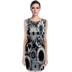 Gears Technology Steel Mechanical Chain Iron Sleeveless Velvet Midi Dress by Mariart