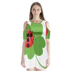 Insect Flower Floral Animals Green Red Shoulder Cutout Velvet  One Piece