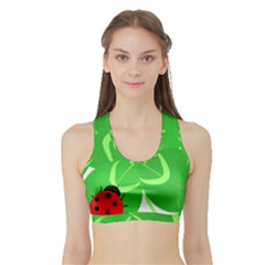 Insect Flower Floral Animals Green Red Line Sports Bra With Border by Mariart