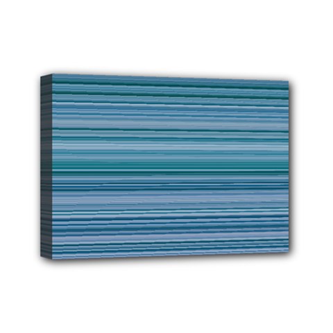 Horizontal Line Blue Mini Canvas 7  X 5 