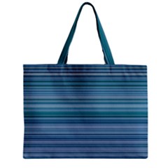 Horizontal Line Blue Zipper Mini Tote Bag by Mariart