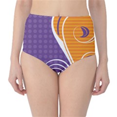 Leaf Polka Dot Purple Orange High-waist Bikini Bottoms by Mariart