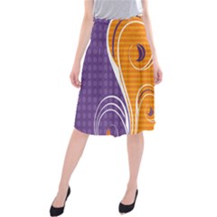 Leaf Polka Dot Purple Orange Midi Beach Skirt by Mariart