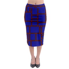 Line Plaid Red Blue Midi Pencil Skirt by Mariart