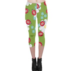 Insect Flower Floral Animals Star Green Red Sunflower Capri Leggings  by Mariart