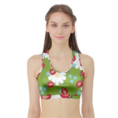 Insect Flower Floral Animals Star Green Red Sunflower Sports Bra With Border by Mariart