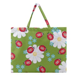 Insect Flower Floral Animals Star Green Red Sunflower Zipper Large Tote Bag by Mariart