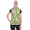 Insect Flower Floral Animals Star Green Red Sunflower Women s Button Up Puffer Vest View1