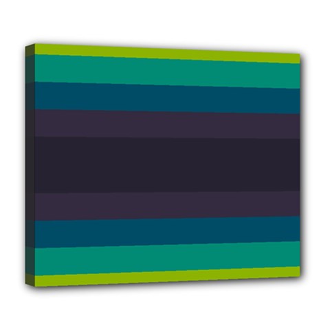 Neon Stripes Line Horizon Color Rainbow Yellow Blue Purple Black Deluxe Canvas 24  x 20  