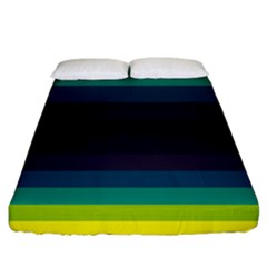 Neon Stripes Line Horizon Color Rainbow Yellow Blue Purple Black Fitted Sheet (california King Size)