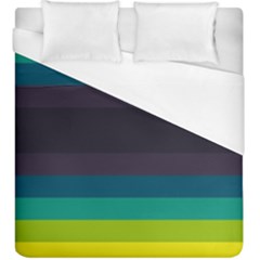 Neon Stripes Line Horizon Color Rainbow Yellow Blue Purple Black Duvet Cover (King Size)