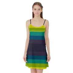 Neon Stripes Line Horizon Color Rainbow Yellow Blue Purple Black Satin Night Slip