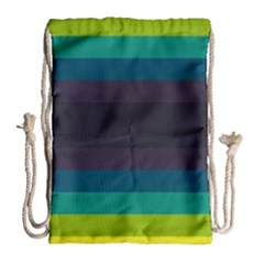 Neon Stripes Line Horizon Color Rainbow Yellow Blue Purple Black Drawstring Bag (Large)