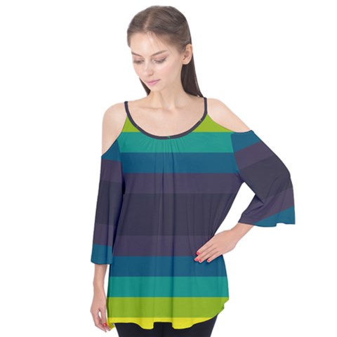 Neon Stripes Line Horizon Color Rainbow Yellow Blue Purple Black Flutter Tees by Mariart