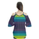 Neon Stripes Line Horizon Color Rainbow Yellow Blue Purple Black Flutter Tees View2