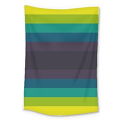 Neon Stripes Line Horizon Color Rainbow Yellow Blue Purple Black Large Tapestry