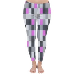 Pink Grey Black Plaid Original Classic Winter Leggings by Mariart