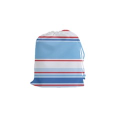 Navy Blue White Red Stripe Blue Finely Striped Line Drawstring Pouches (small)  by Mariart
