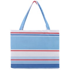 Navy Blue White Red Stripe Blue Finely Striped Line Mini Tote Bag by Mariart