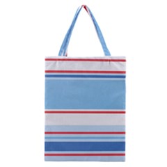 Navy Blue White Red Stripe Blue Finely Striped Line Classic Tote Bag by Mariart