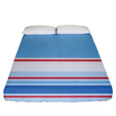 Navy Blue White Red Stripe Blue Finely Striped Line Fitted Sheet (king Size) by Mariart