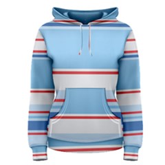 Navy Blue White Red Stripe Blue Finely Striped Line Women s Pullover Hoodie