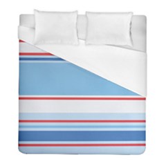 Navy Blue White Red Stripe Blue Finely Striped Line Duvet Cover (full/ Double Size)