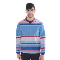 Navy Blue White Red Stripe Blue Finely Striped Line Wind Breaker (men) by Mariart