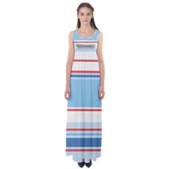 Navy Blue White Red Stripe Blue Finely Striped Line Empire Waist Maxi Dress by Mariart