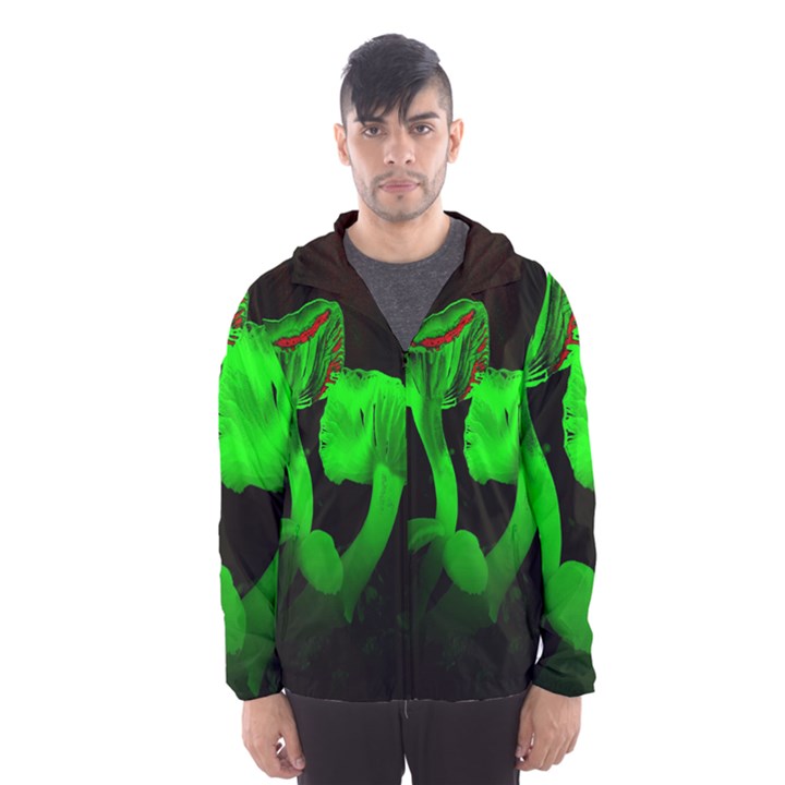 Neon Green Resolution Mushroom Hooded Wind Breaker (Men)