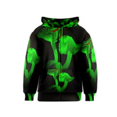 Neon Green Resolution Mushroom Kids  Zipper Hoodie by Mariart