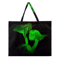 Neon Green Resolution Mushroom Zipper Large Tote Bag