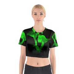 Neon Green Resolution Mushroom Cotton Crop Top by Mariart