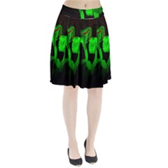 Neon Green Resolution Mushroom Pleated Skirt by Mariart