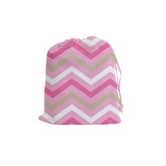 Pink Red White Grey Chevron Wave Drawstring Pouches (medium)  by Mariart