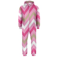 Pink Red White Grey Chevron Wave Hooded Jumpsuit (men)  by Mariart