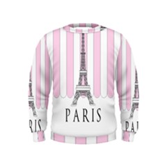 Pink Paris Eiffel Tower Stripes France Kids  Sweatshirt by Mariart