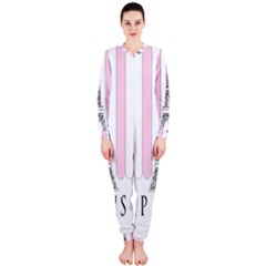 Pink Paris Eiffel Tower Stripes France Onepiece Jumpsuit (ladies)  by Mariart