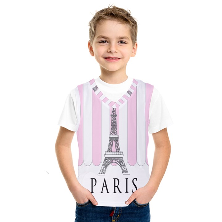 Pink Paris Eiffel Tower Stripes France Kids  SportsWear