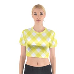 Plaid Chevron Yellow White Wave Cotton Crop Top by Mariart