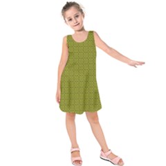 Royal Green Vintage Seamless Flower Floral Kids  Sleeveless Dress by Mariart