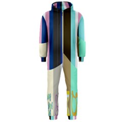 Rainbow Color Line Vertical Rose Bubble Note Carrot Hooded Jumpsuit (men)  by Mariart