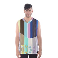 Rainbow Color Line Vertical Rose Bubble Note Carrot Men s Basketball Tank Top by Mariart