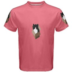 Minimalism Cat Pink Animals Men s Cotton Tee