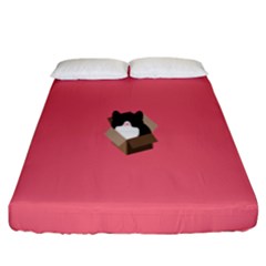 Minimalism Cat Pink Animals Fitted Sheet (king Size)