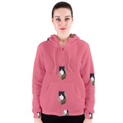 Minimalism Cat Pink Animals Women s Zipper Hoodie
